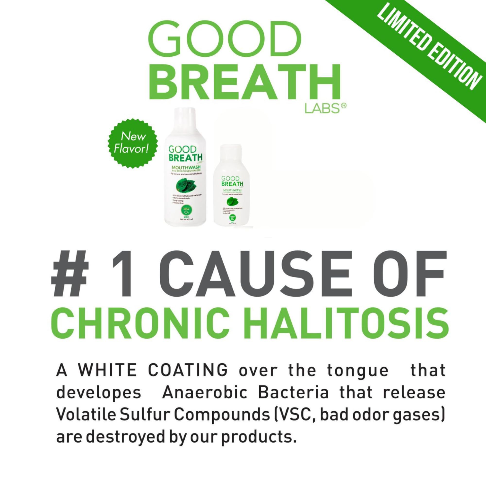 Goodbreath Labs - Enjuague bucal | Nueva tecnología de ozono especializada en mal aliento crónico | Neutralizador del mal aliento (menta, 1 paquete (473 ml)