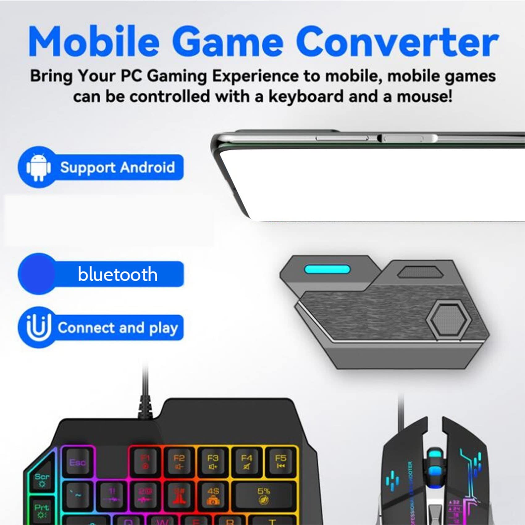 Manette de jeu mobile pour manette, clavier de jeu, souris convertisseur Bluetooth pour iOS et Android, ensemble Mix SE