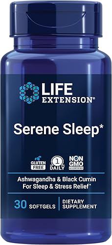 Life Extension Serene Sleep – Ashwagandha, Comino negro – Suplemento para dormir, calma, relajación, apoyo para dormir sin melatonina – Una vez al