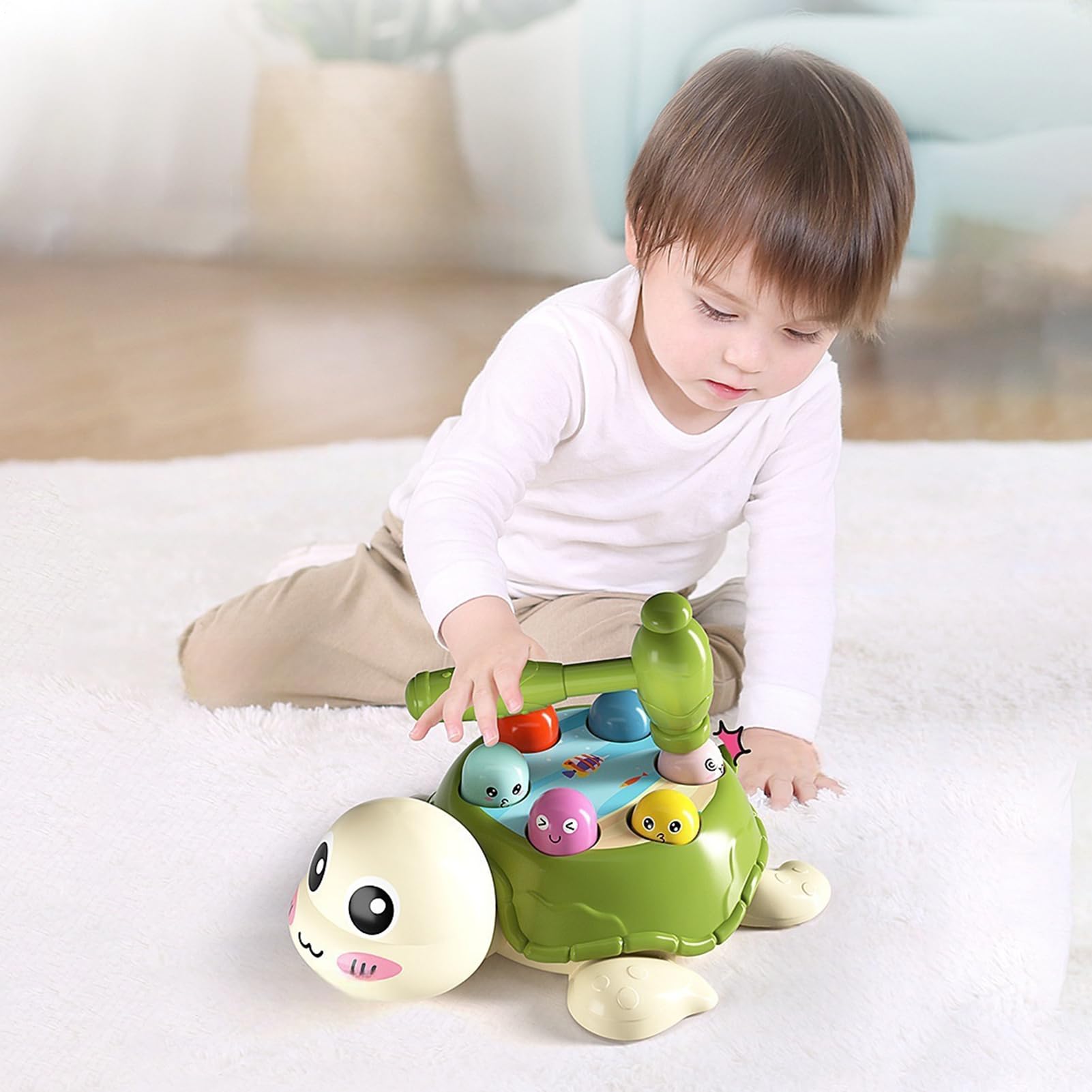 Générique Jeu De Tape Taupe - Jeu De Marteau Tortue - Éducatif Interactif Mignon pour D'âge Préscolaire Bébés Garçon Et Fille pour Développement des Compétences Activités Ludiques