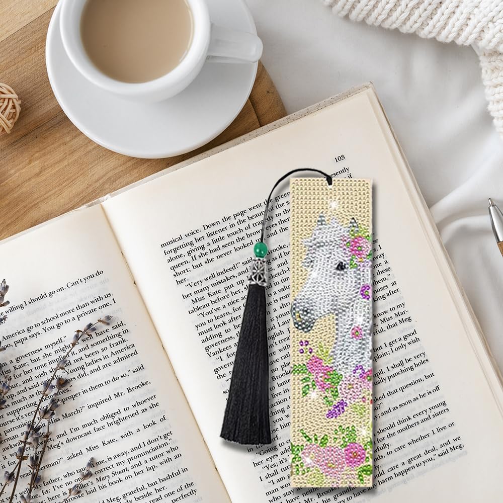 Kit Segnalibri A Diamante Fai Da Te - 10 Segnalibri In Acrilico Con Motivi Cavalli E Diamanti Colorati