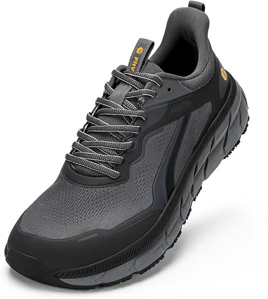 FitVille Wide Walking Shoes for Men Comfortable Lightweight Running Wide Toe Box Shoes for Men Non Slip Cushioned