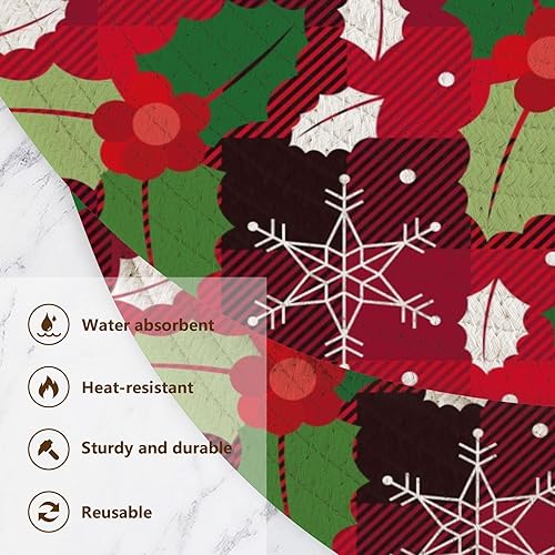 Miniatura 3 de Trivet Red Black Buffalo Trivet Tripod for Hot Dishes 15in Cotton Thread Weave Absorb Water Hot Pads for Hot Pot Home Necessities 3 Pcs