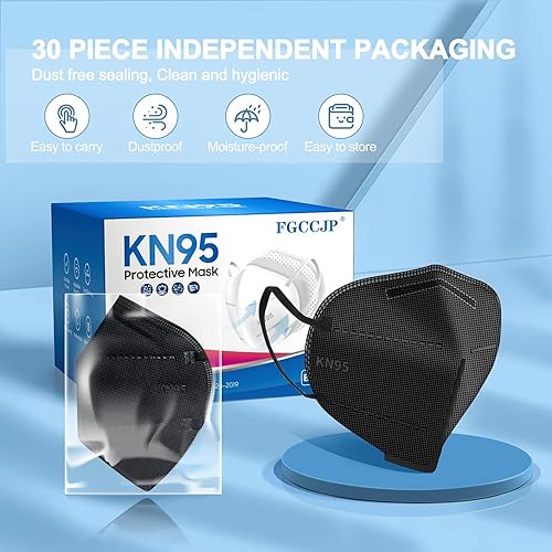 Miniatura 7 de FGCCJP KN95 - Mascarilla facial desechable de 5 capas de seguridad transpirable con filtro de  95 para adultos hombres y mujeres negro
