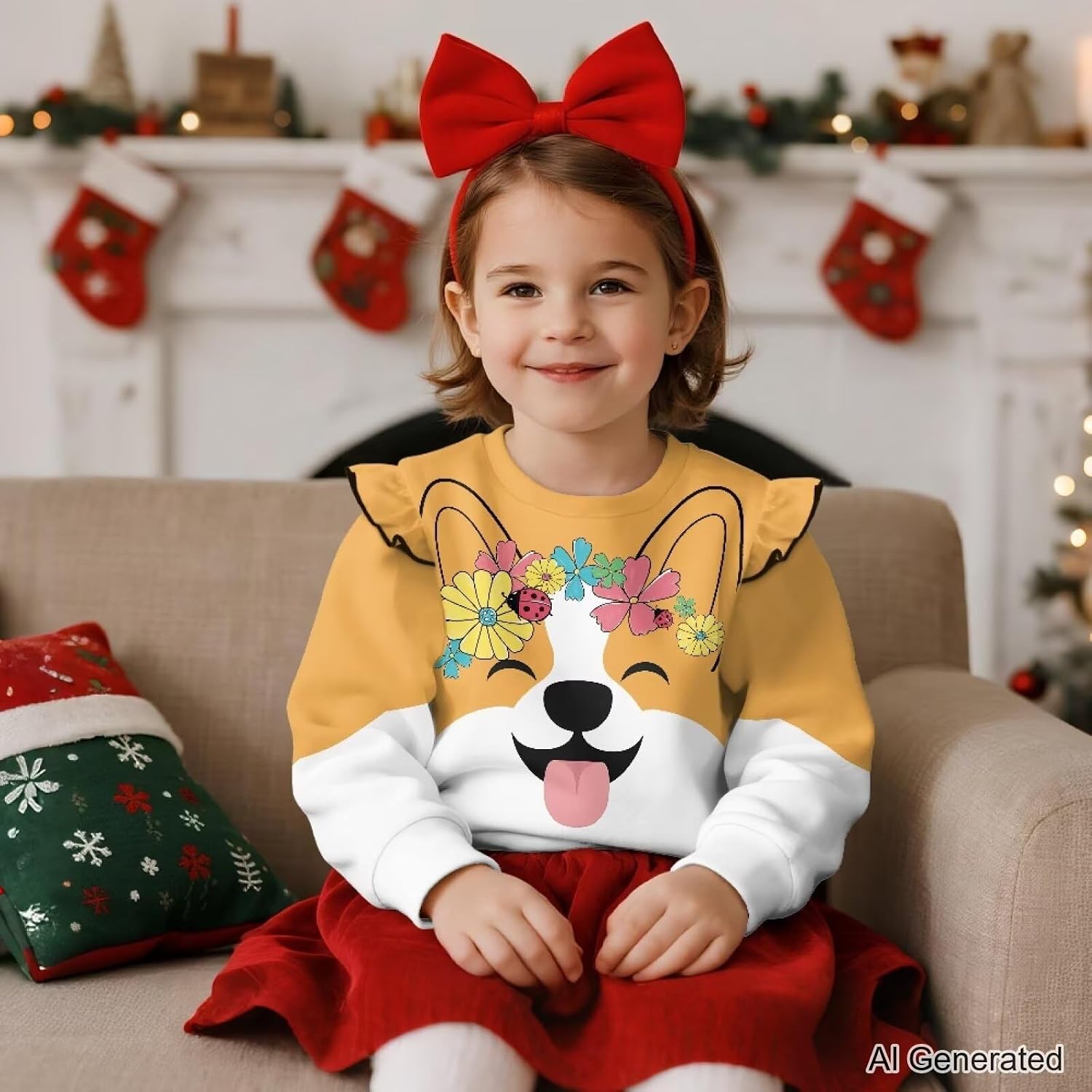 Animal Toddler Sweatshirt Crew Neck Girls Clothes Ruffle Long Sleeve Hoodie Cute Tops Preschool Kindergartener 1T-8T