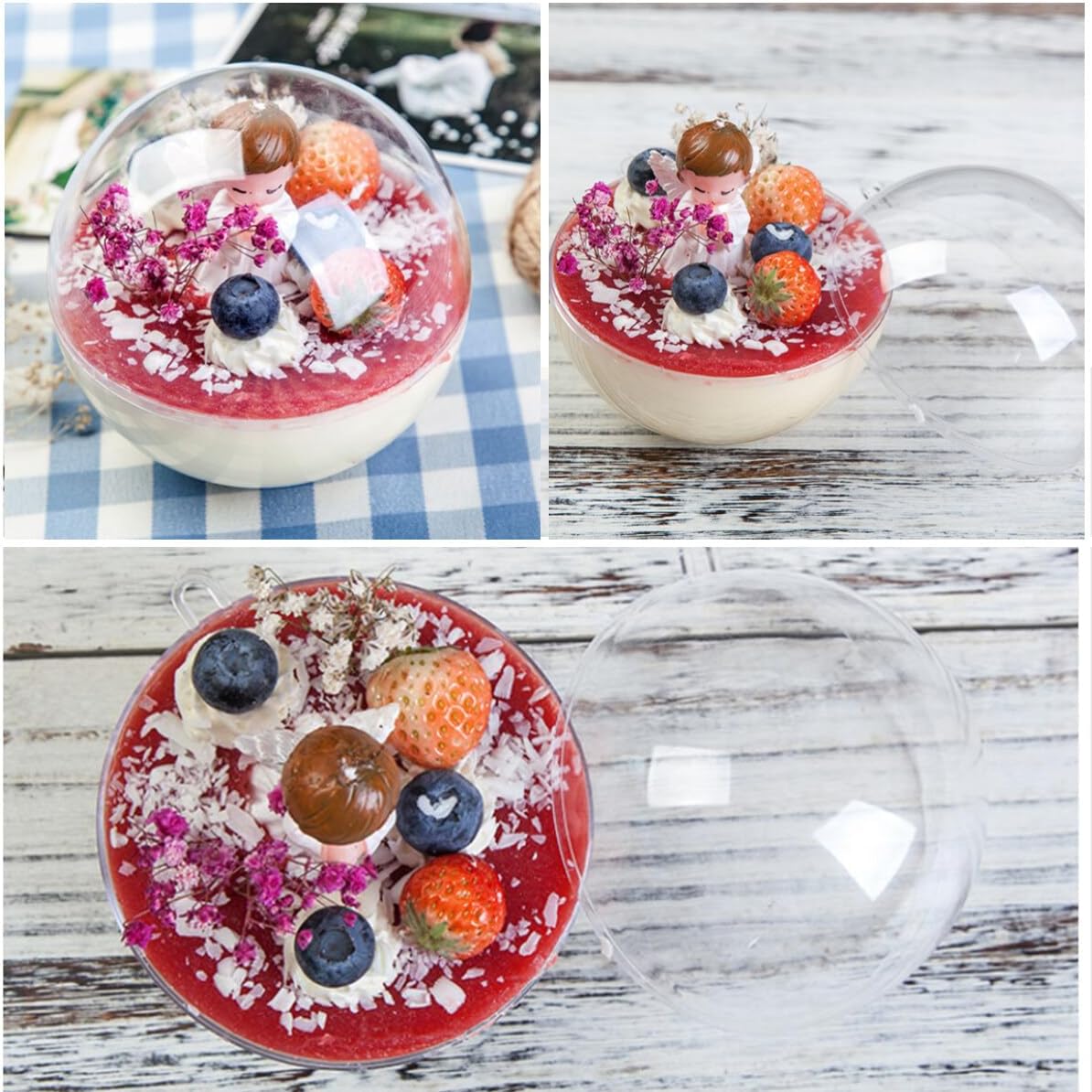 Hemoton 10 Pack Half Ball Clear Plastic Candy Dome Candy Holders Chocolate Holder Money Holder Transparent Plastic Clamshell Packing Covers Clear Fillable Ornament Ball for Christmas 350ml