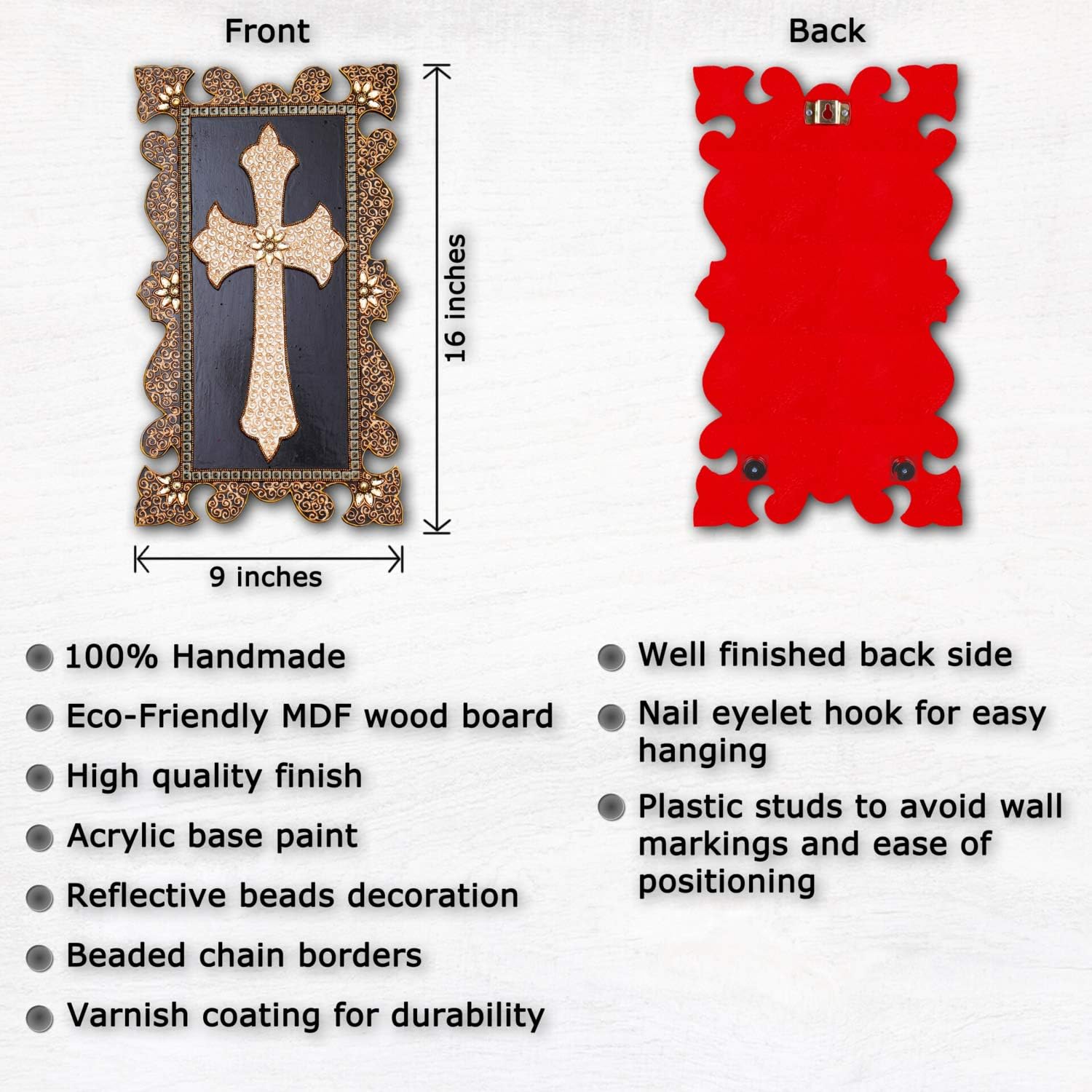 Decorative Wall Crosses for Home Decor - 100% Handcrafted Wooden Wall Cross Hanging Painting - mj27jsg70ba