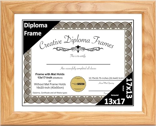 Vista 57 de Creative Picture Frames Marco de diploma con acabado de roble de 8 x 10 pulgadas, con caballete de vidrio negro y colgadores de pared instalados