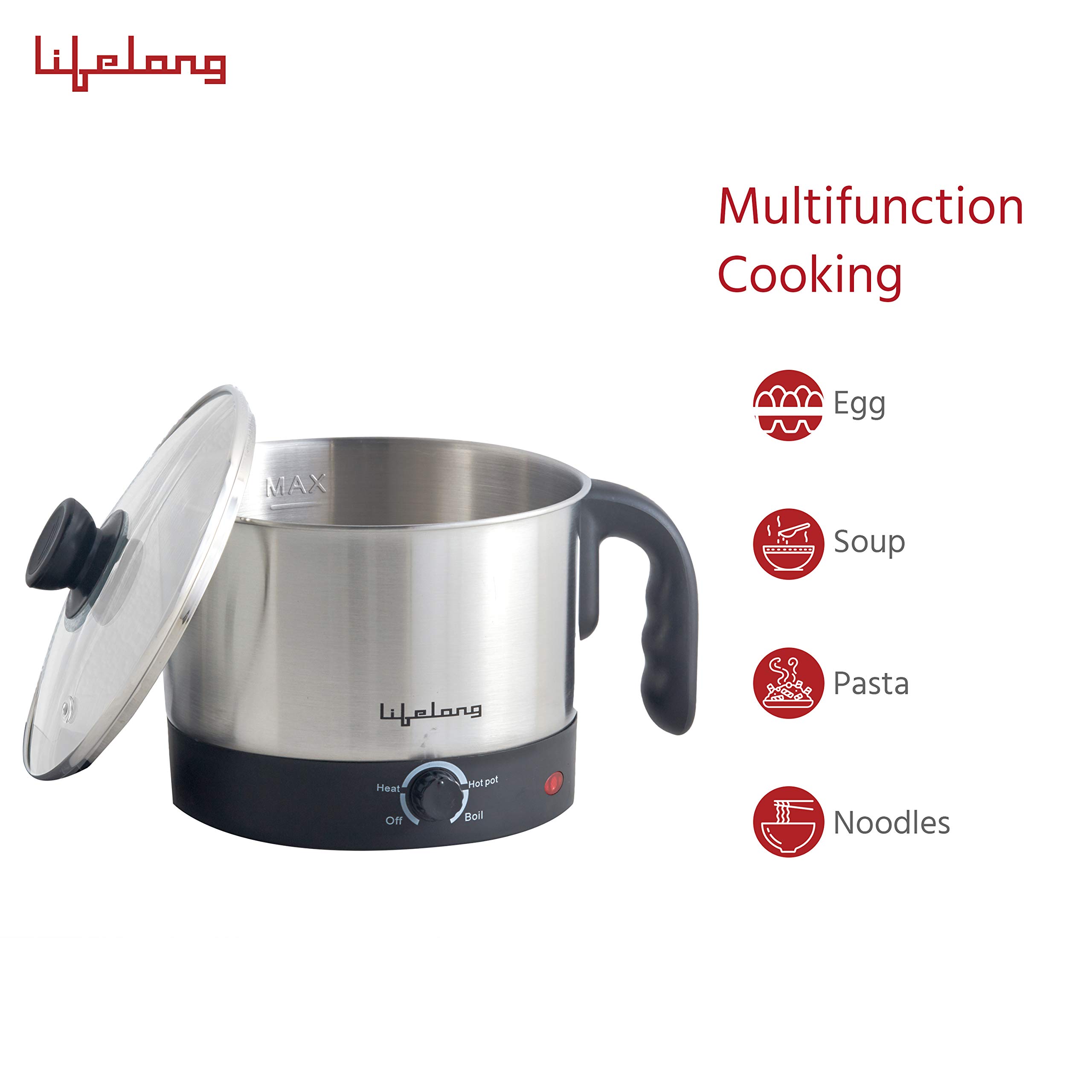 Lifelong Multifunction Cooker/Kettle 1.5 Litres (Best for Boiling Milk