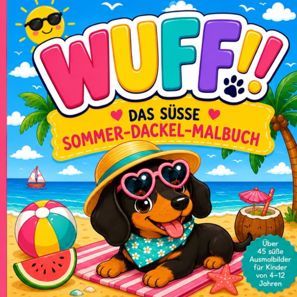 WUFF!!: Das süße Sommer Dackel Ausmalbuch