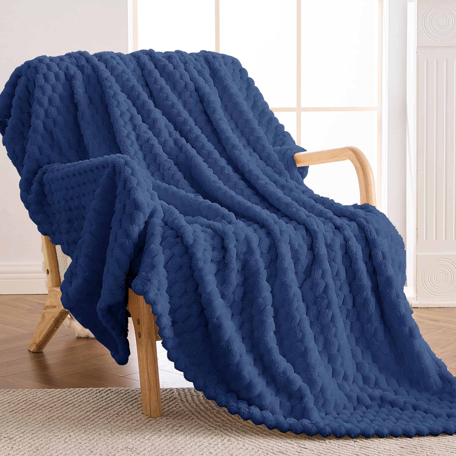 Vielit Kuscheldecke Flauschig, Deko Sofa Decke, 130x150 Navy