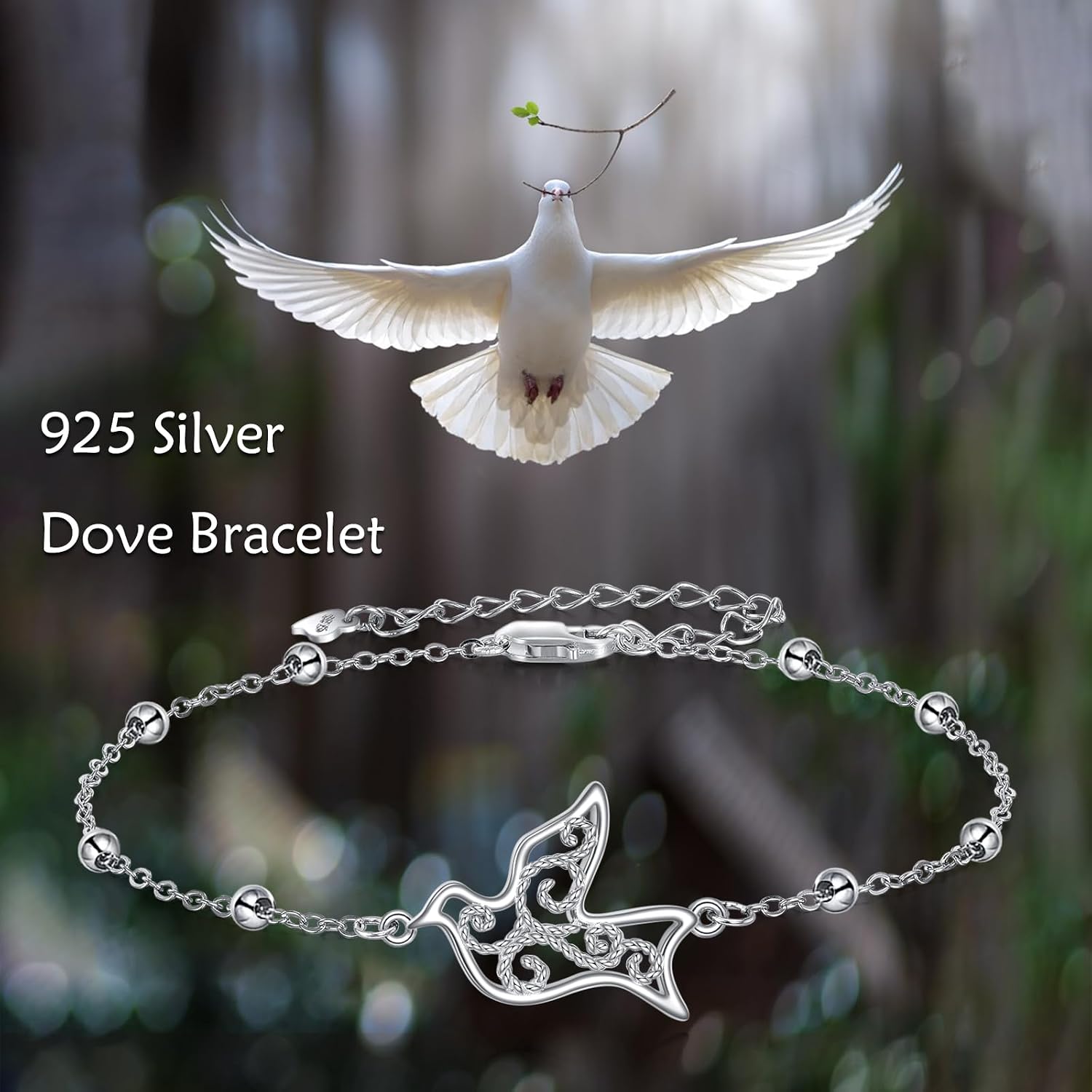 POPLYKE Bracelet for Women 925 Sterling Silver Dove/Hummingbird/Cat Animal Bracelet Jewelry Gifts for Mother Daughter Sister Grandma