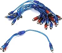 Vista 1 de Antrader Paquete de 10 cables de 1 macho a 2 hembras RCA y cable divisor de audio para automóvil convertidor de audio para automóvil