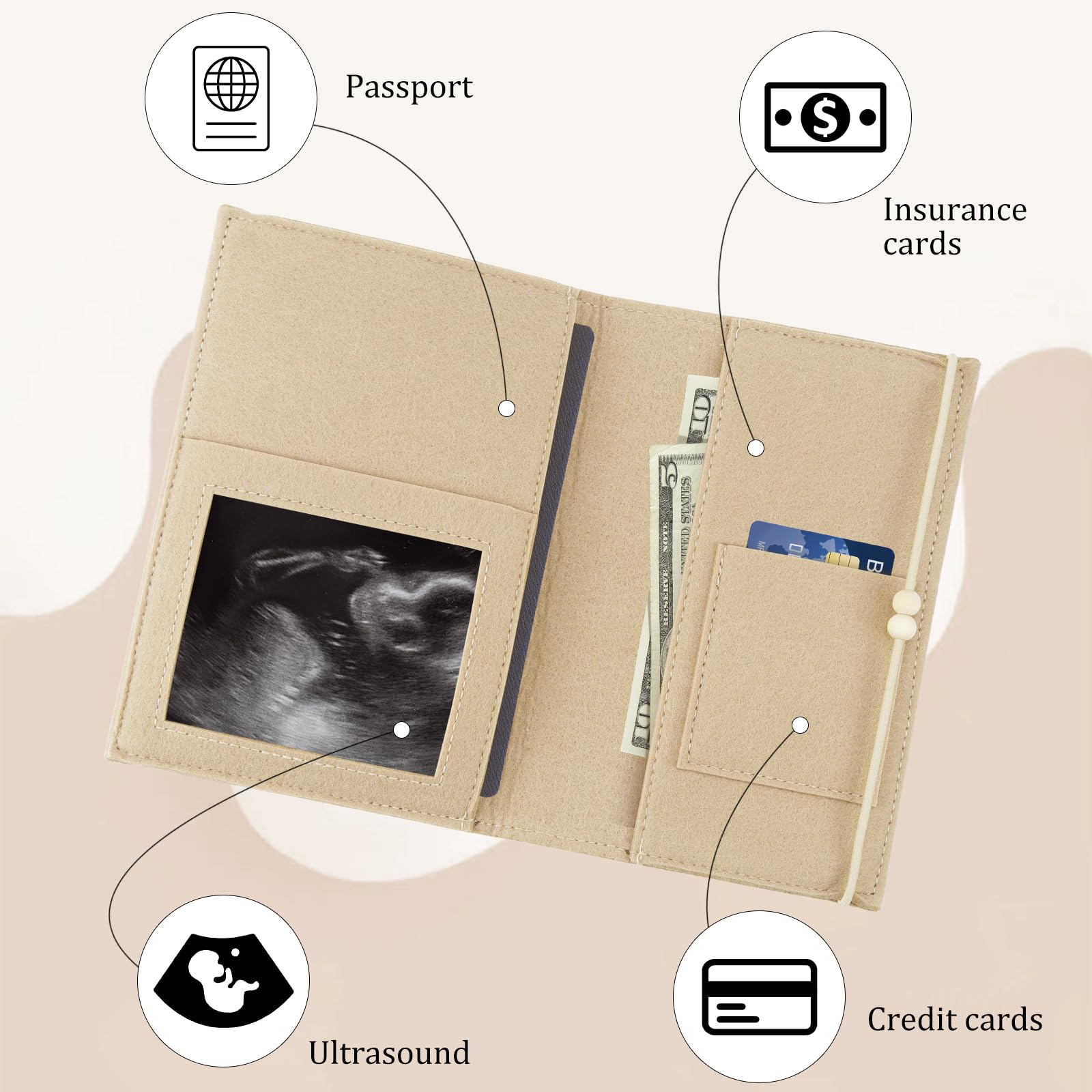Cozy Racoon Custodia Per Libretto Mamma In Feltro Di Lana, Prodotta In Germania, Con Tasche Per Eco E Tessera, Regalo Per Donne Incinte - 4