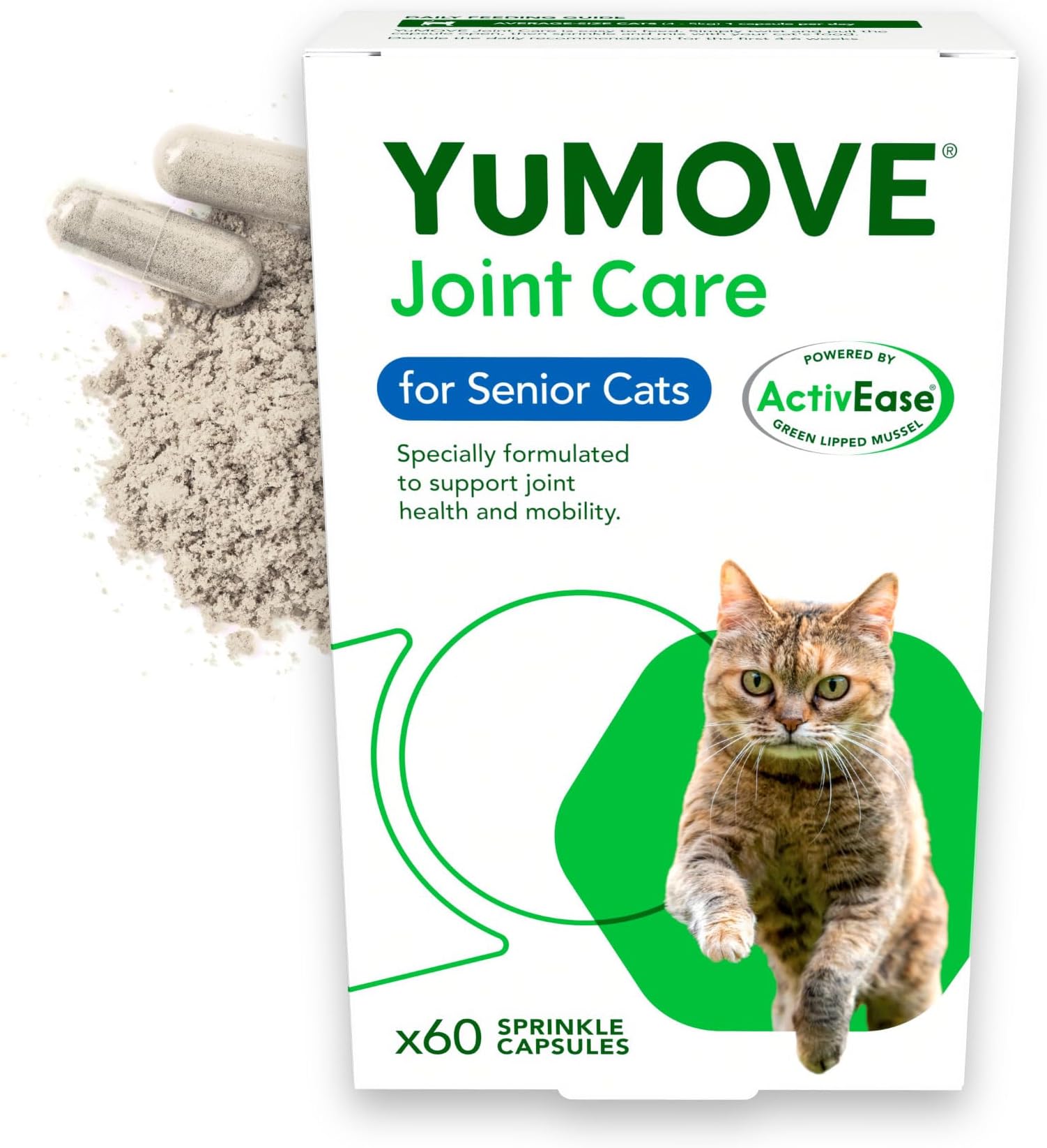 YuMOVE Senior Cat Joint Supplement for Joint Care & Joint Aid, for Older, Stiff Cats with Glucosamine, Chondroitin & Green Lipped Mussel, 60 Capsules - Packaging May Vary