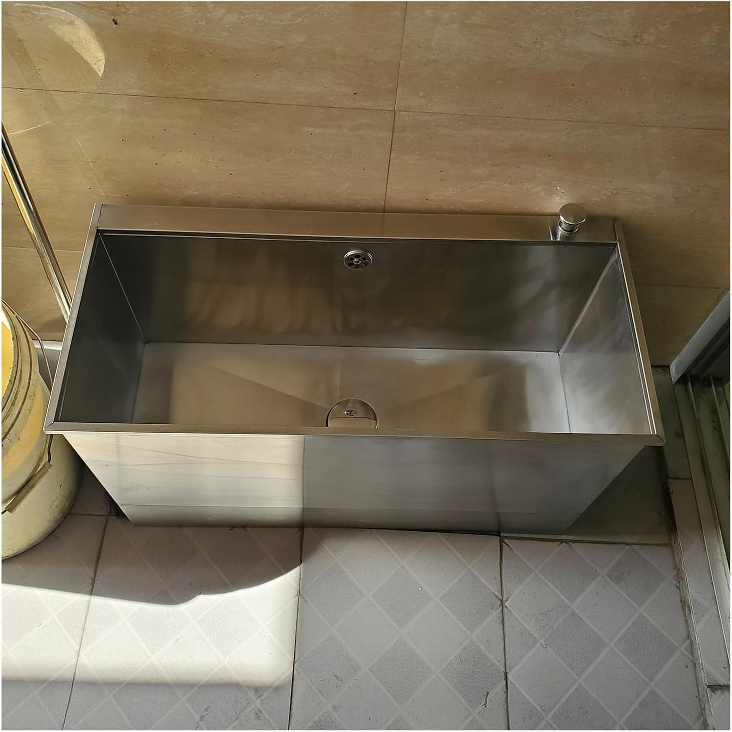 Floor Mop Sink, Stainless Steel, Freestanding, 67x31x39.5cm, Industrial, Residential & Commercial Use