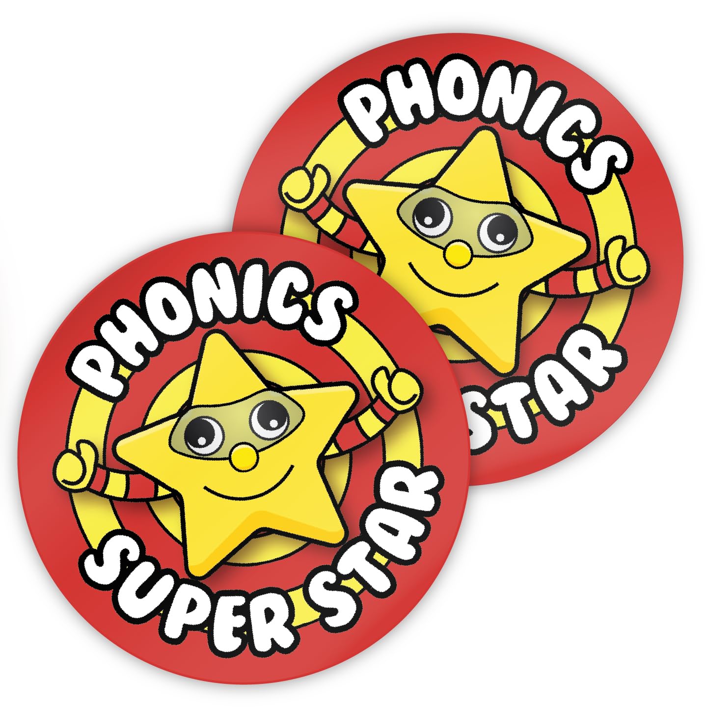 Stone Melon Red & Yellow School Reward Stickers 144 Phonics Star Stickers 30Mm Round Awards Nursery Teachers Parents Children Kids Super Star Superstar