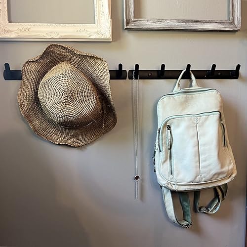 Miniatura 2 de Perchero de pared negro con 5 ganchos para montar en la pared, modernos ganchos de pared para entrada, dormitorio, baño (paquete de 2)