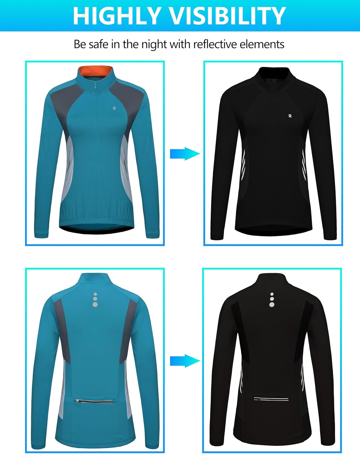 Little Donkey Andy Women's Half Zip Cycling Jerseys Long Sleeve Bike Shirts Running Hiking
