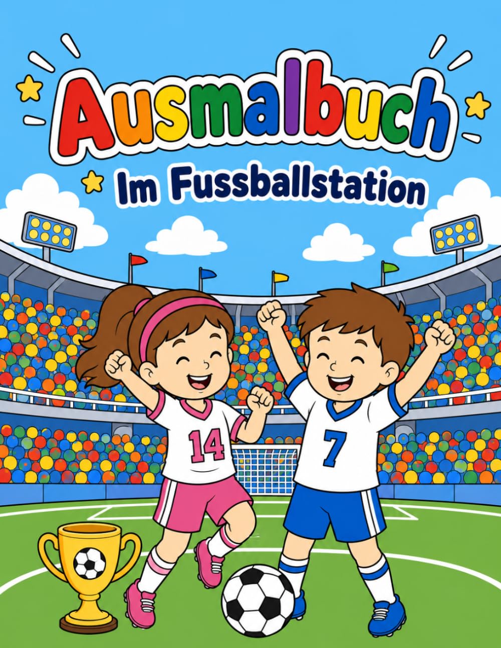 Ausmalbuch für Kinder - Im Fussballstation