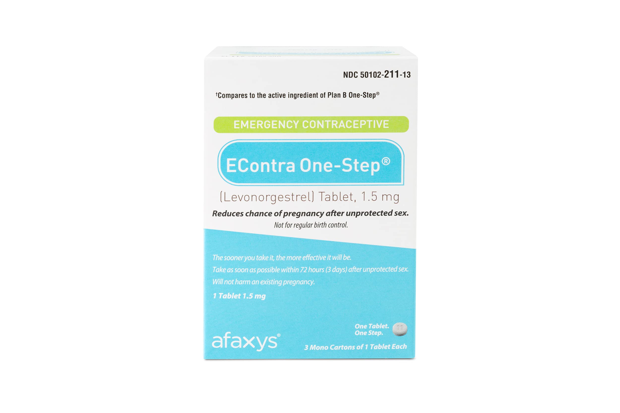 EContra One-Step® Emergency Contraceptive, 1.5 mg (3 Levonorgestrel Tablets) Compares to Plan B One-Step® (3 Pack)