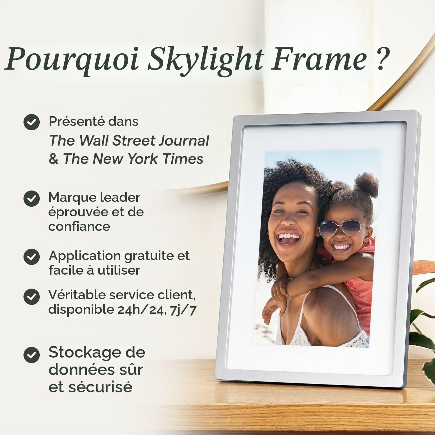 Cadre Skylight : Cadre Photo numérique WiFi 15 Pouces, Email, Photos de n'importe où, écran Tactile