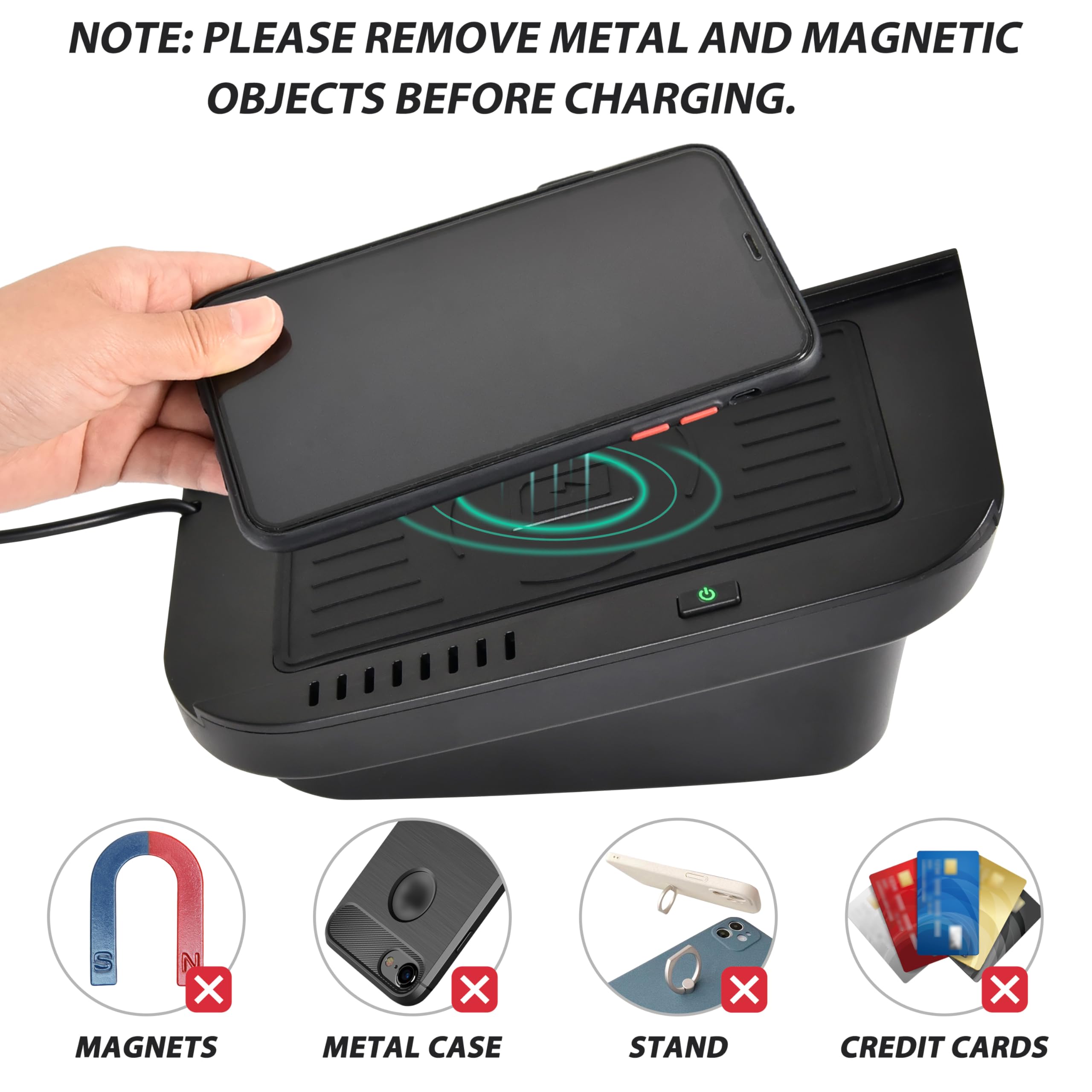 Cargador inalámbrico de coche para consola central de carga para Dodge Ram 1500 2009-2018, accesorios