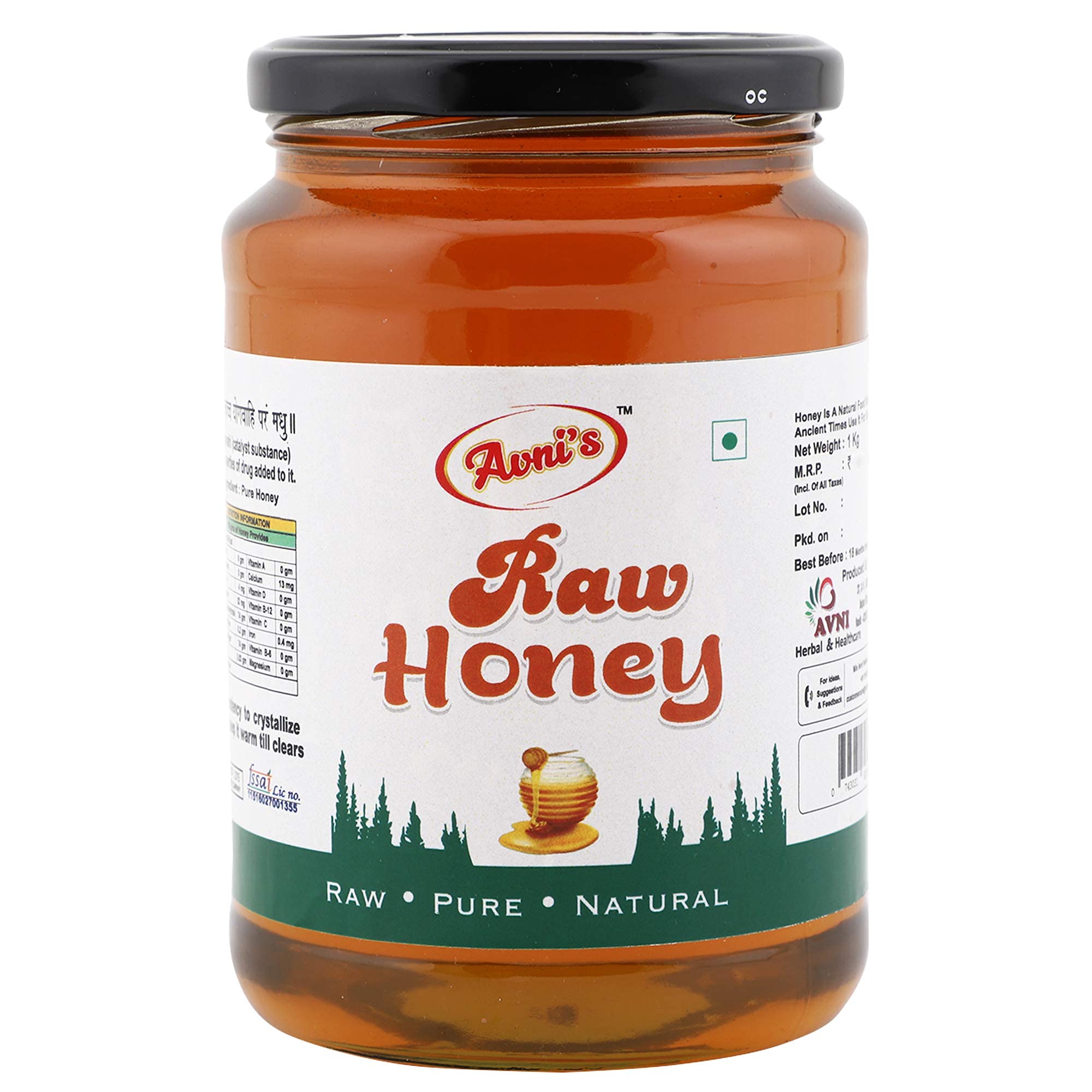 Avni's Tasty Healthy Raw Honey Unprocessed Unpasteurized No Preservaties | (1 Kg)