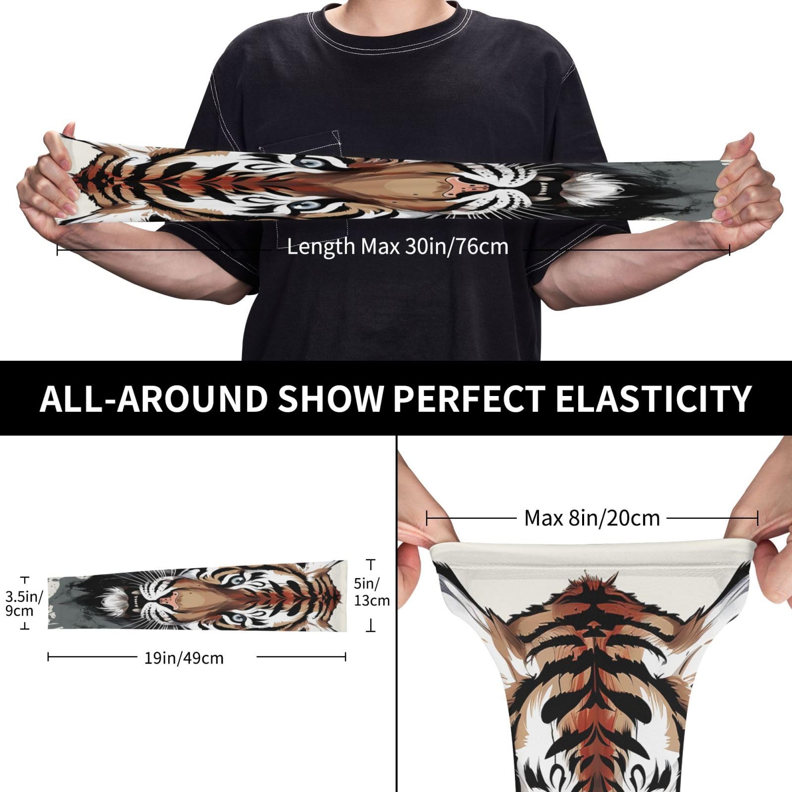 RLDOBOFE UV Sun Protection Arm Sleeves Black and white doodle tiger Compression Sleeves Cooling Arm Sleeves for Men Women Gardening Sleeves