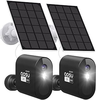Solar Security Cameras Wireless Outdoor, 2K Solar Powered Camera, Battery Camera with Spotlight & Siren, 166° Ultra Wide Angle, No Monthly Fee, AI Detection, Work with Alexa & Google Assistant