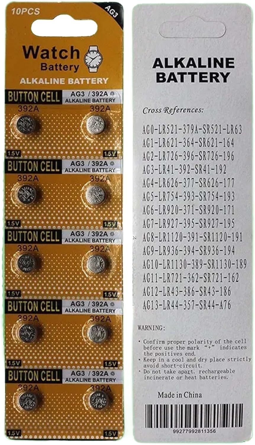 Simpletek - 10 piles 1,5 V LR41 AG3 | Pile bouton pour montres, thermomètres et petits appareils électroniques | Lot de 10 piles