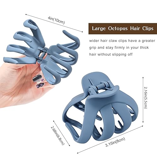 Miniatura 4 de Lolalet Pinzas para el cabello de pulpo, paquete de 5 pinzas antideslizantes para el cabello mediano para cabello largo y grueso, rizado, accesorios