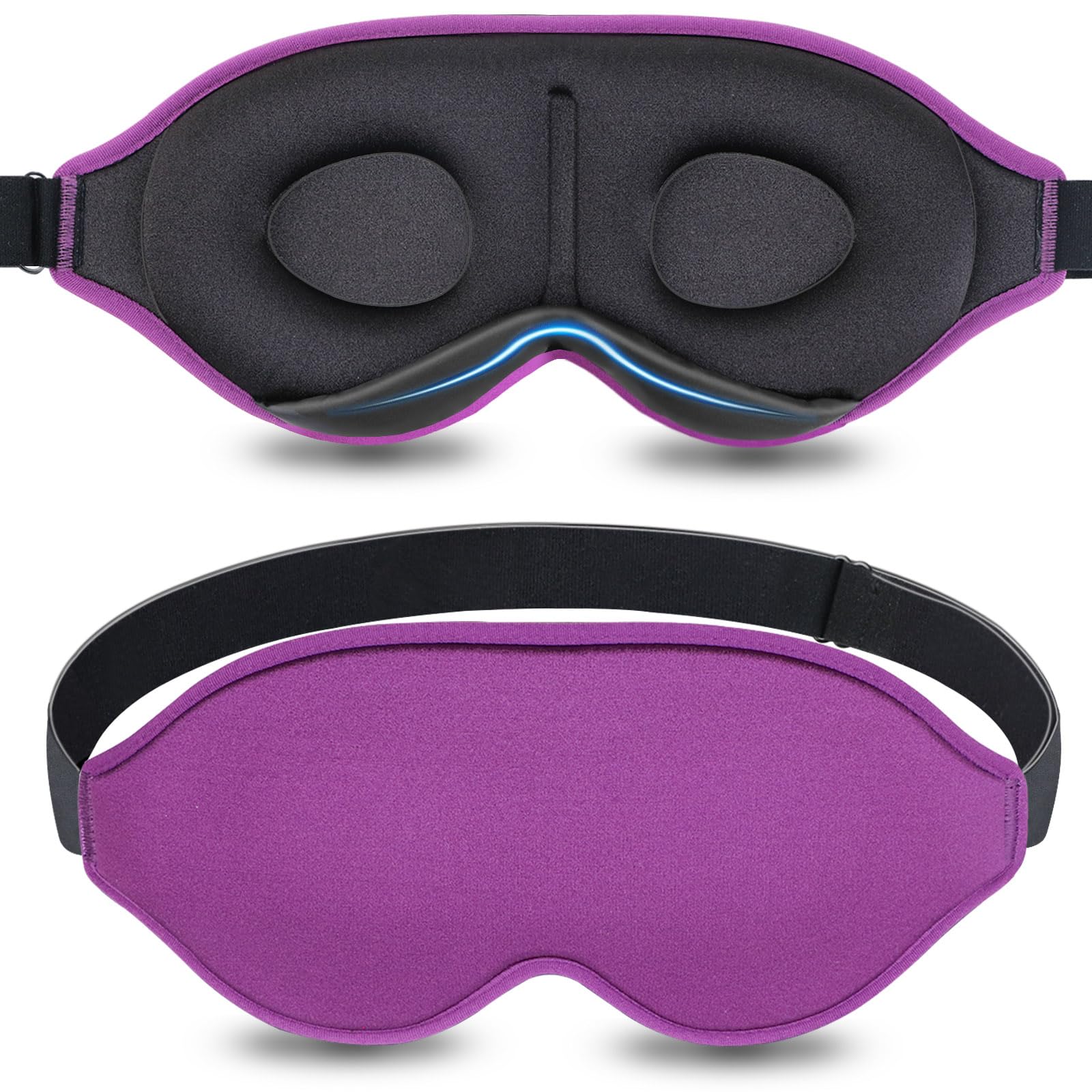 Sleep Mask for Women and Men 3D Contoured Eye Mask for Sleeping Adjustable No Pressure Blindfold Purple