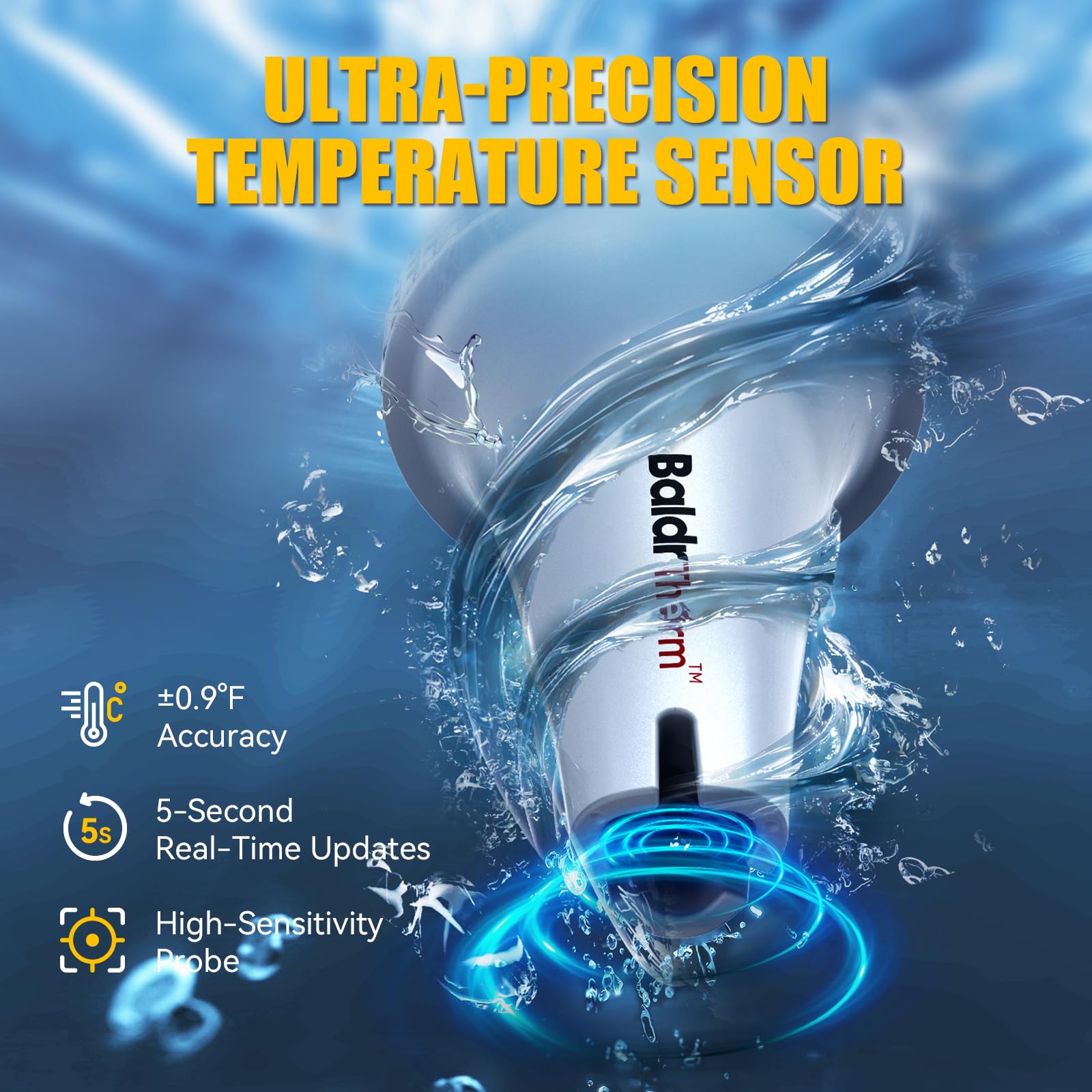 Termómetro digital flotante de fácil lectura, termómetro de agua de gran tamaño para inmersión en frío, termómetro de temperatura del agua para bañera de hidromasaje, baño de hielo, piscina, spa