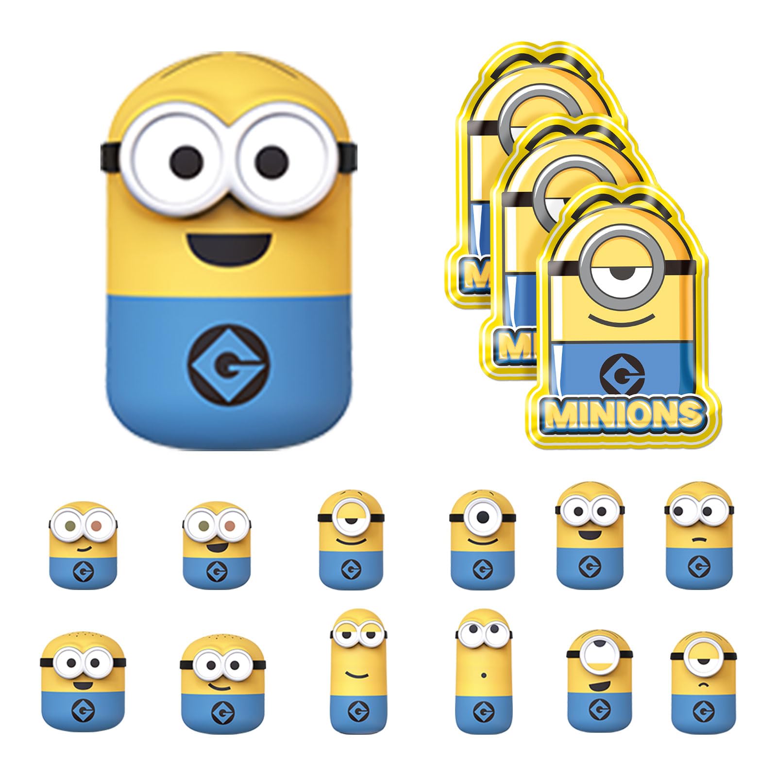 Minions Blind Box Action Figures 3 Pcs, Mini Collectible Stacking Toys for Home Decor Desk Accessories, Despicable Me Gifts for Adults & Kids Age 3+, Q-Topping Classic Series, 3 Blind Bag