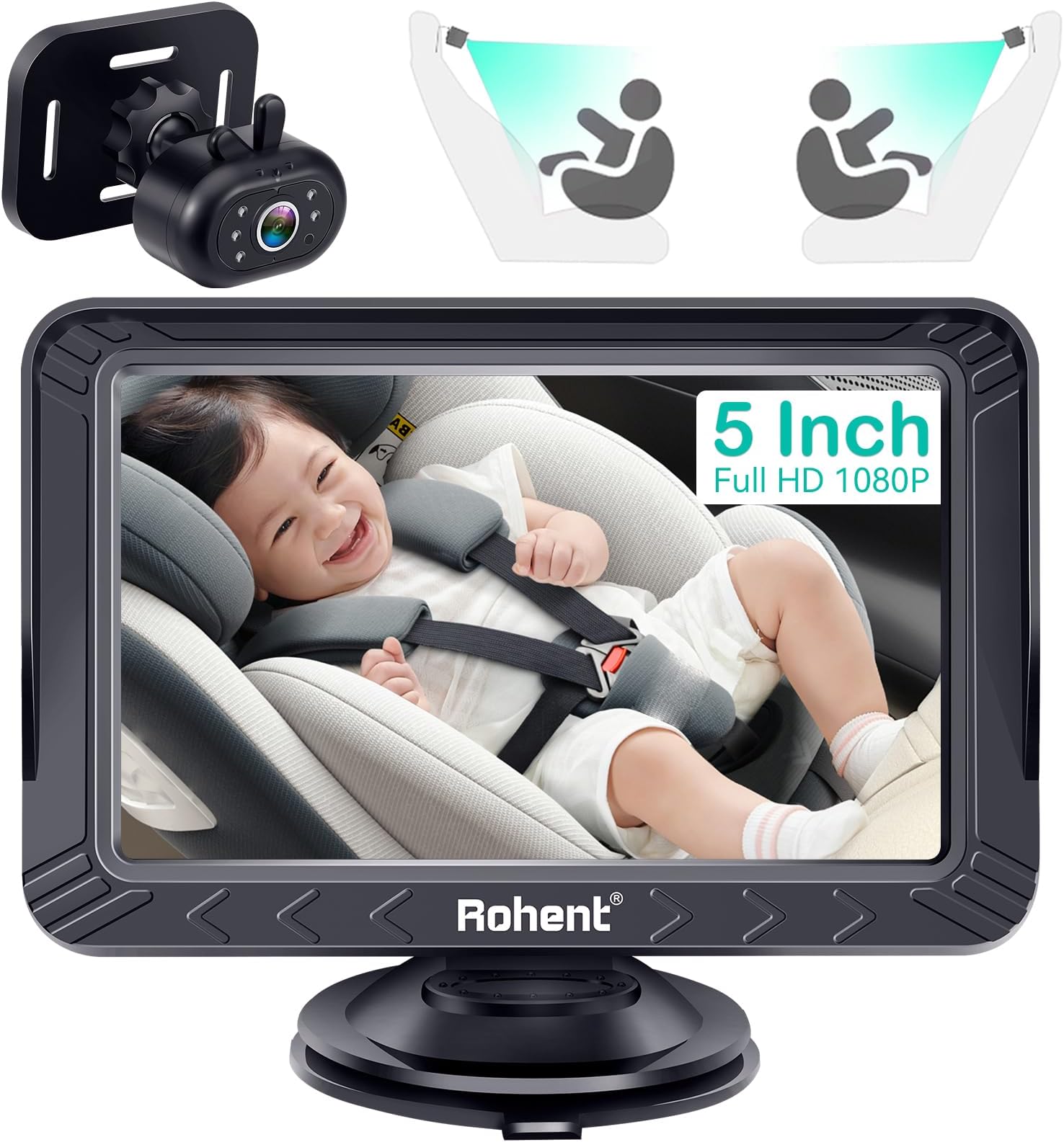 Baby Car Camera USB Plug and Play 5 Inch Easy Install HD 1080P Clear Picture