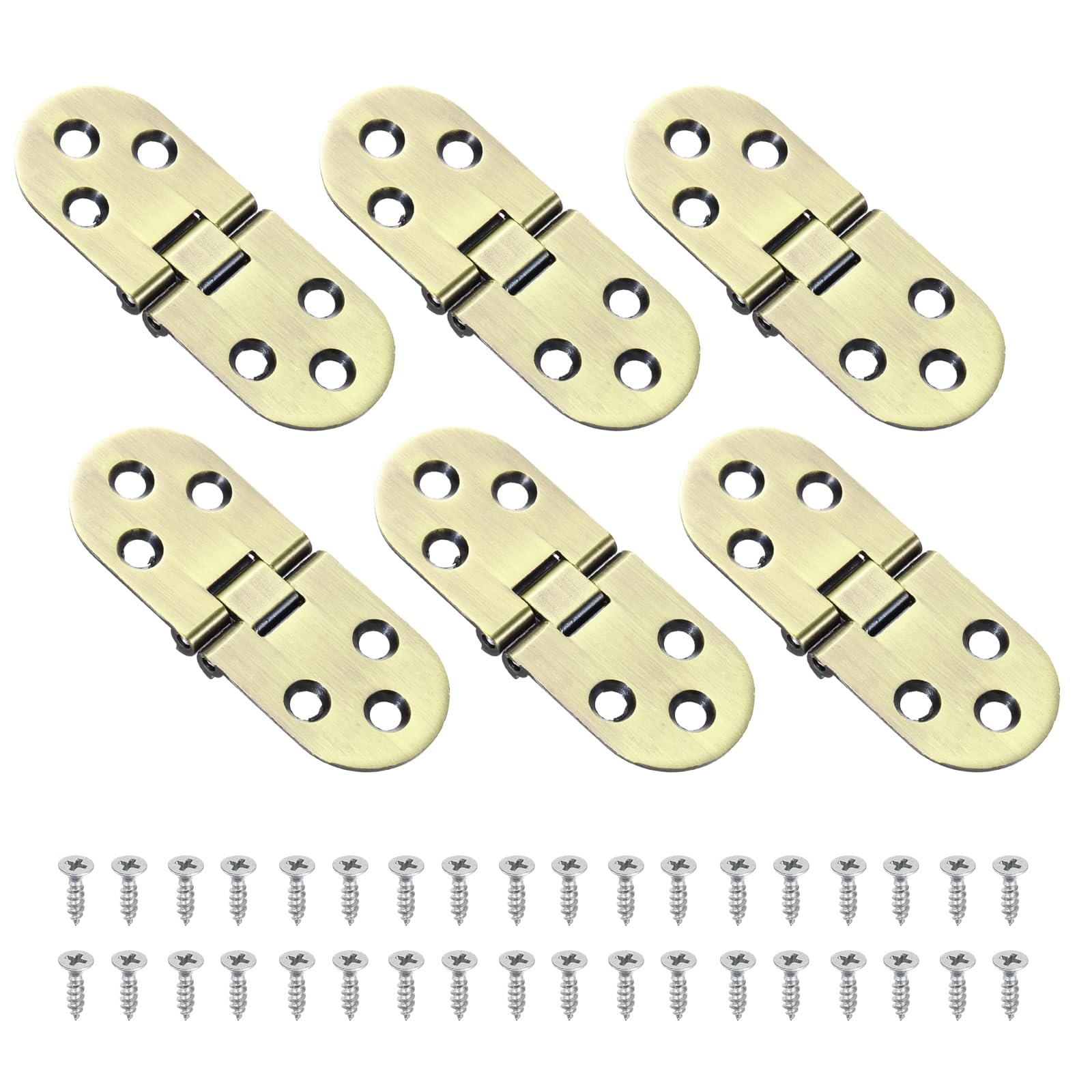 sourcing map 6Pcs Hidden Folding Table Hinges, 3.11" x 1.18" Zinc Alloy Flat Hinge, 180 Degree Furniture Hinges for Wood Table Kitchen Cabinet Door, Bronze โ image 1