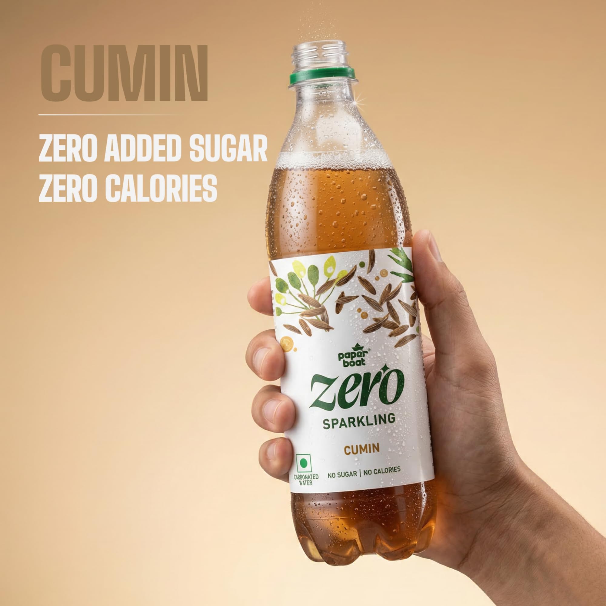 Paper Boat Cumin Sparkling Water, 600ml | Carbonated Water with Jeera | Zero Sugar, Zero Calories I Sugar Free
