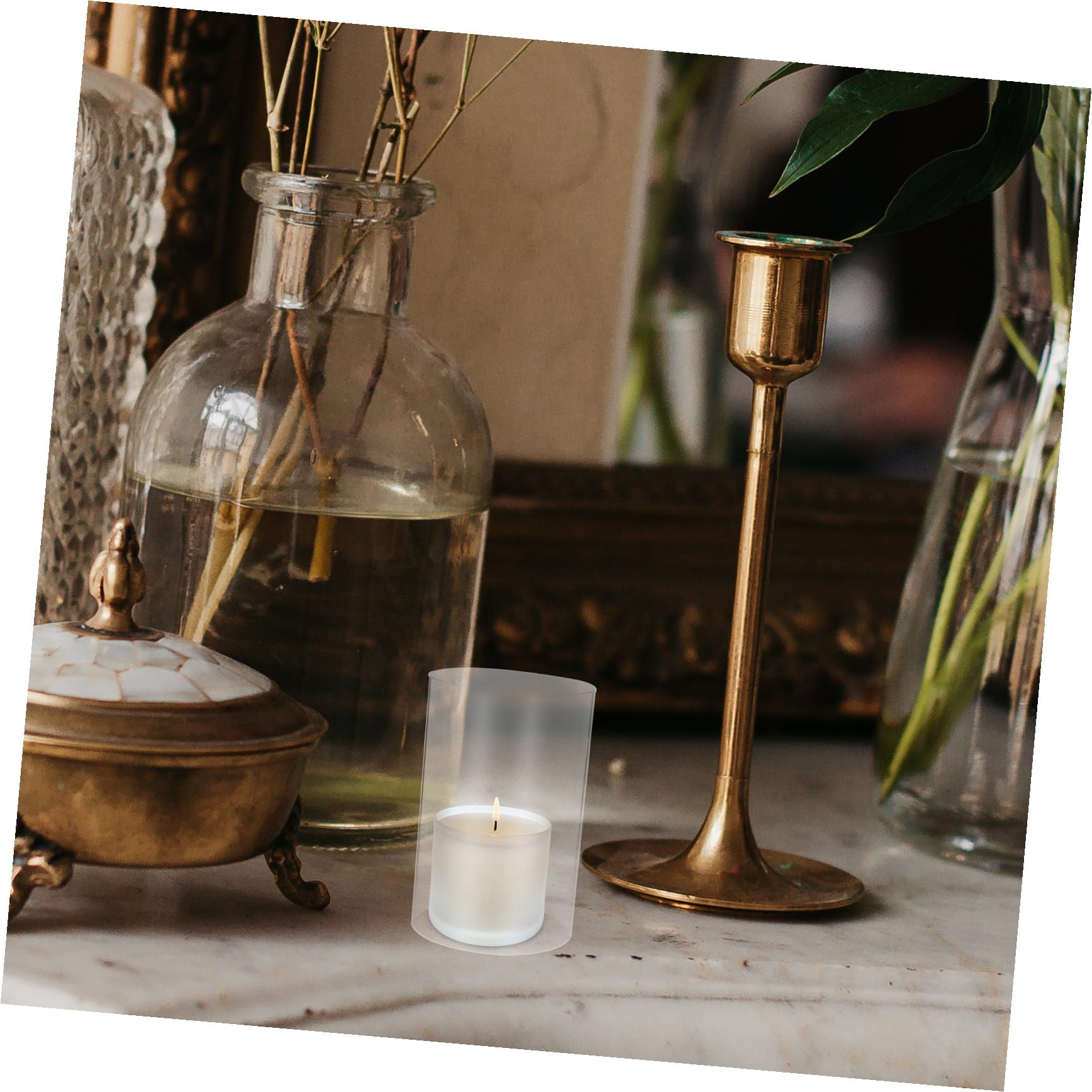 Portacandele a Cilindro in Vetro Trasparente 2 Pezzi 10x15 Cm, Paralumi Antivento per Candele a Colonna, Copricandele Decorativi per Uso Domestico e Arredamento Casa