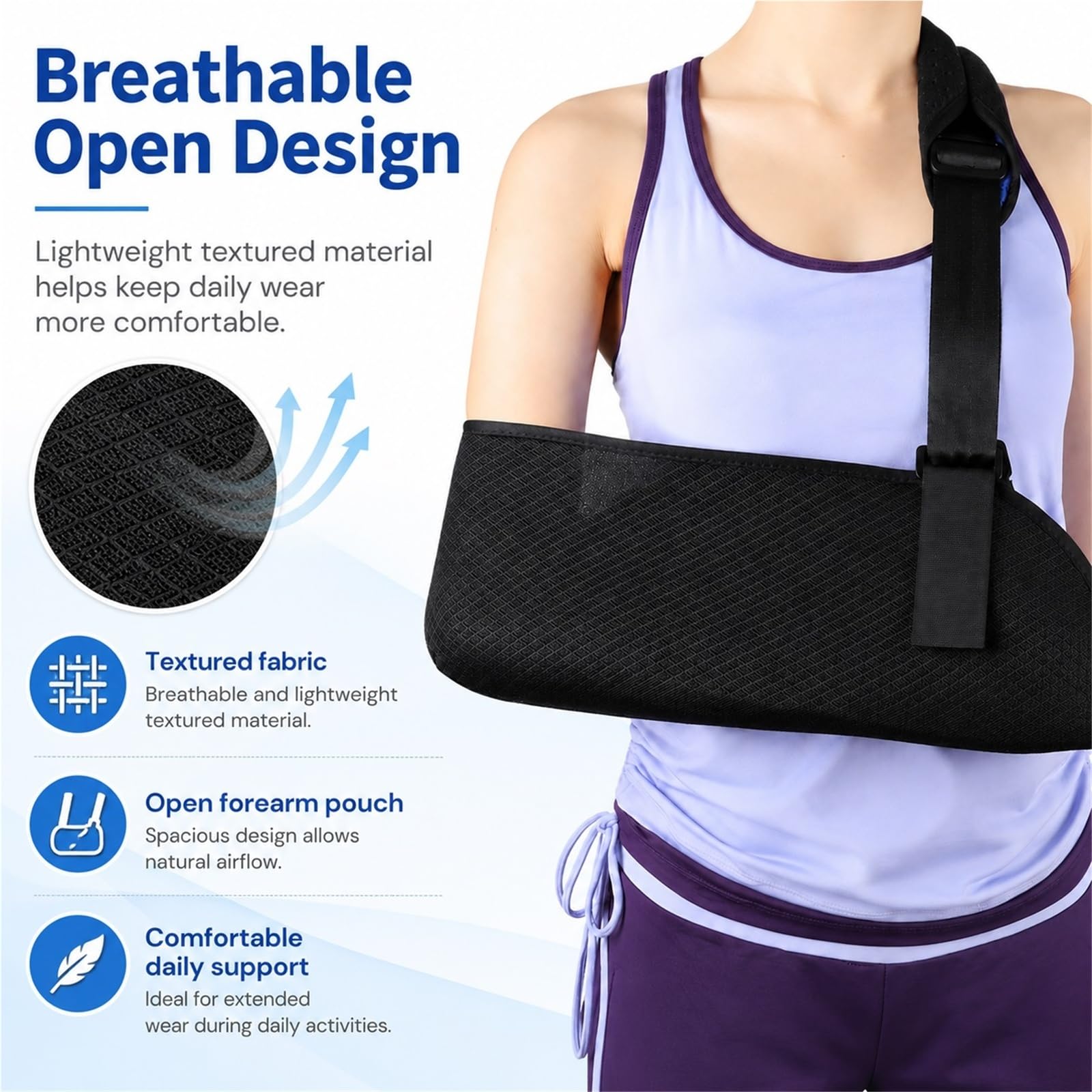 Cabestrillo para Brazo Inmovilizador de Hombro para Hombre y Mujer, Soporte Ajustable Acolchado para Manguito Rotador, Fracturas y Luxaciones, Correa Transpirable(L)
