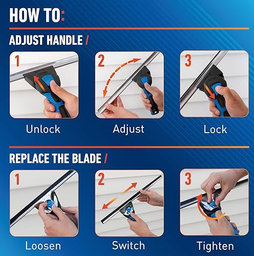 Miniatura 9 de Unger Ventana giratoria de agarre profesional y escobilla de cristal, 18 pulgadas