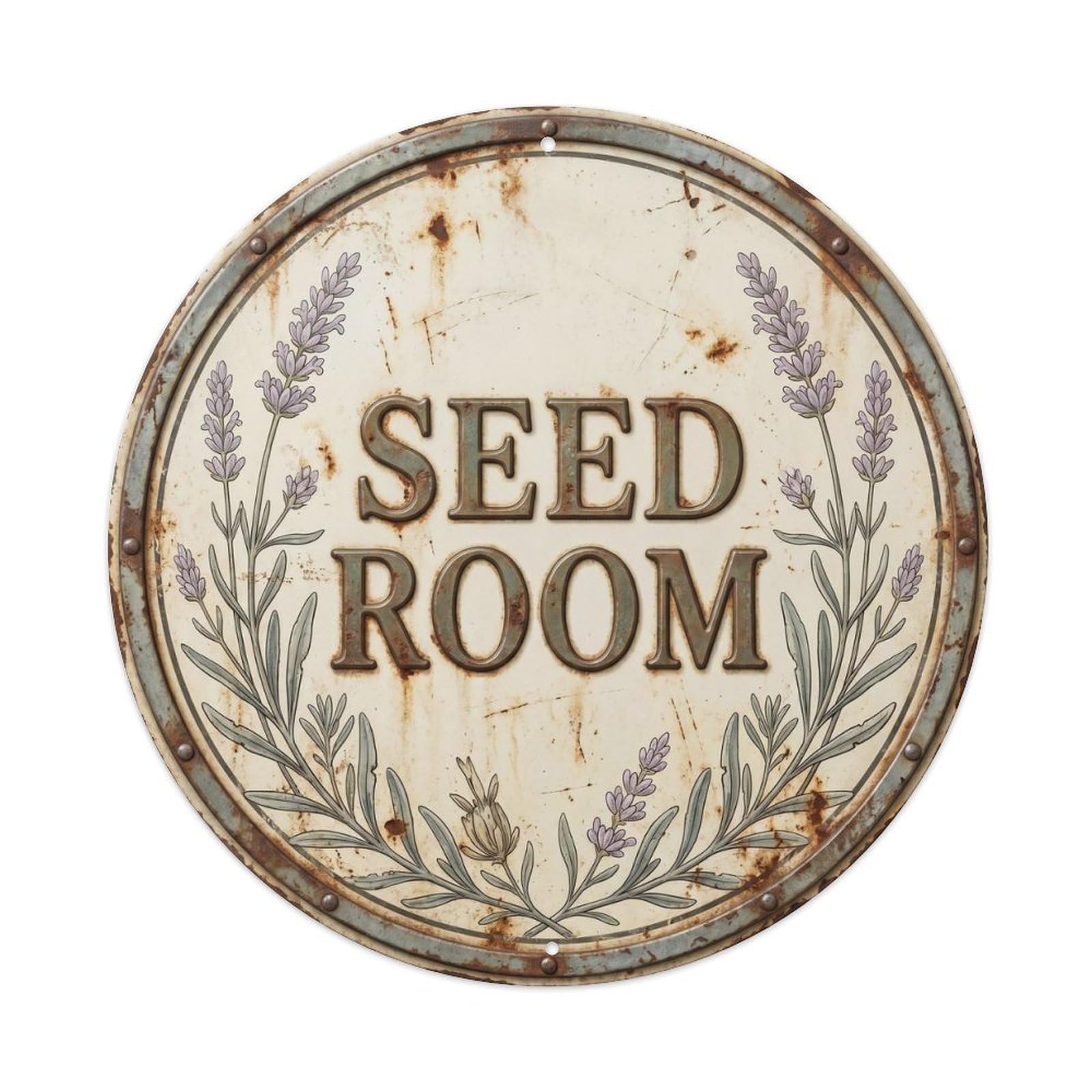 Botanical Floral Garden Label Seed Room Lavender Metal Tin Sign