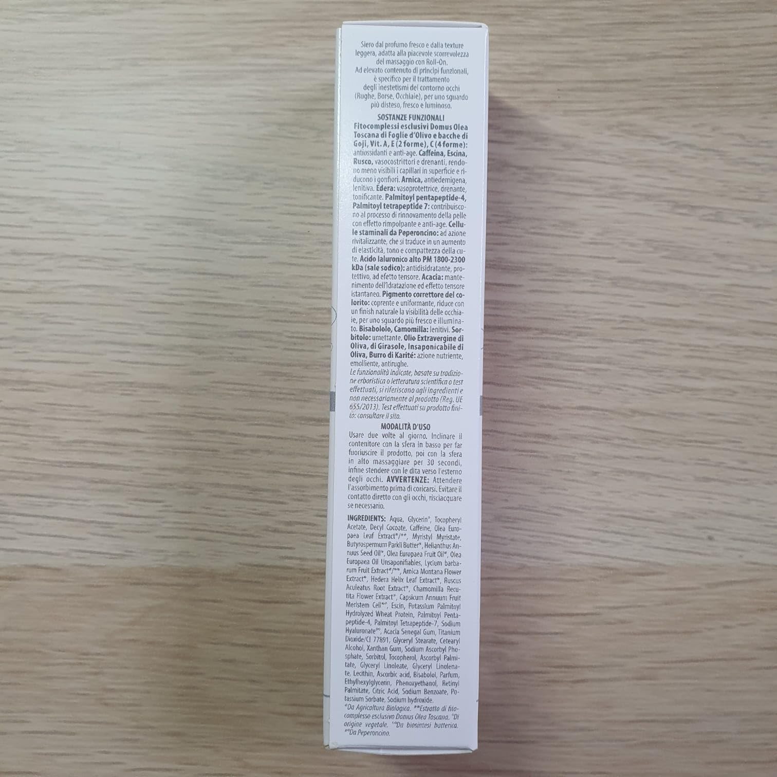 SIERO CONTORNO OCCHI RASSODA-LIFT – Anti-Rughe, Anti-Occhiaie - Defaticante e Illuminante – Con Caffeina 2%, Staminali P-Cell 1% e Peptidi – Roll on 15ml – ECO-BIO - Domus Olea Toscana