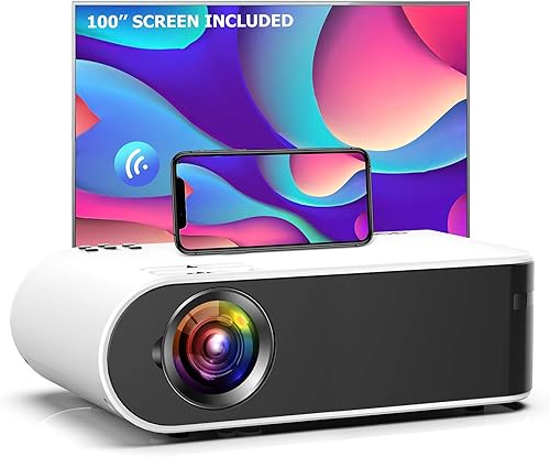 GooDee - Mini proyector proyector de película WiFi W18 con sincronización de pantalla de teléfono inteligente con soporte de 1080P y proyector de