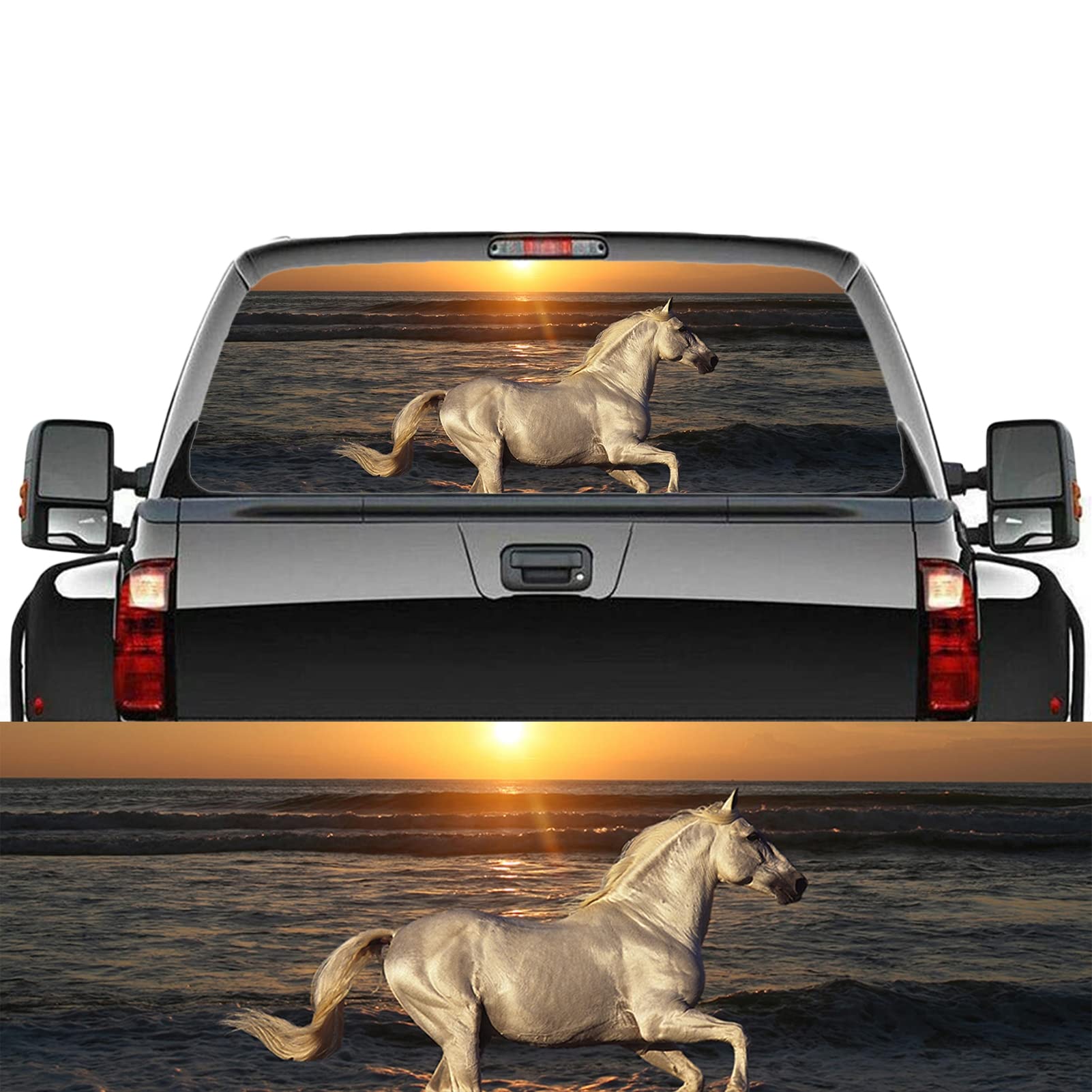 Adesivo per lunotto posteriore del camion, decalcomania grafica cavallo cavallo posteriore decalcomania fiore in vinile perforato finestra posteriore decalcomania per camion, SUV, furgone, pickup,