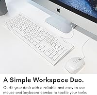 Vista 2 de Macally 104 Key USB Wired Keyboard and Mouse Combo with Apple Shortcut Keys for Mac, iMac, Macbook, and Windows PC (MKEYECOMBO), White