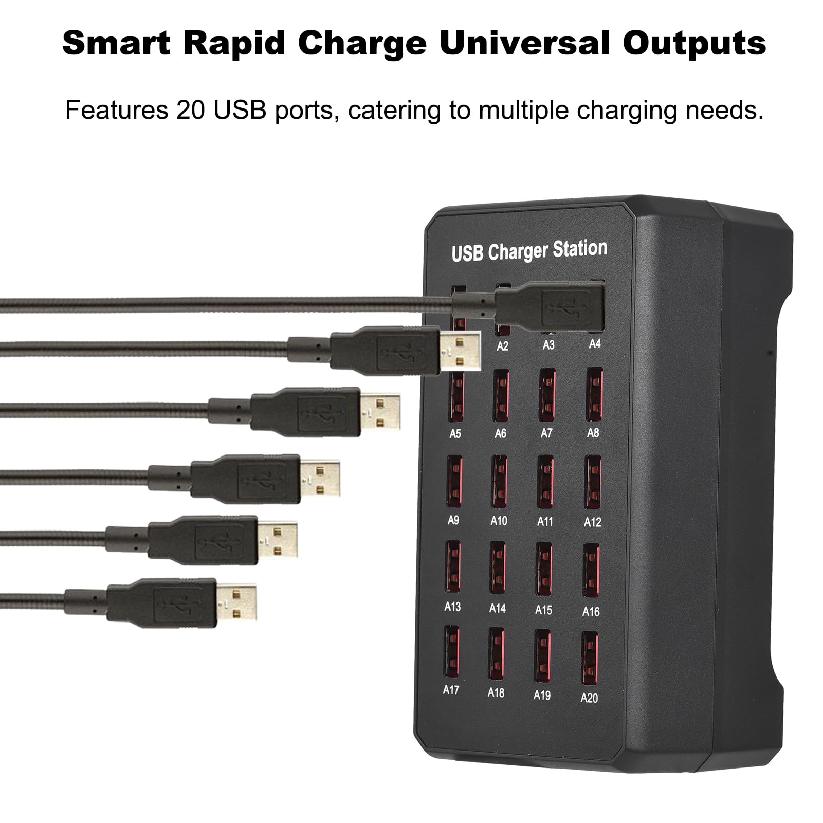docooler Caricatore USB C Blocco di porte multiple Caricatore USB intelligente da 20 porte da 100 W Caricatore rapido USB C Hub di ricarica USB per più dispositivi Protezione di sicurezza