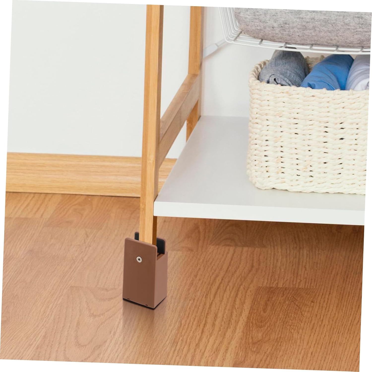 VOSAREA 4pcs Adjustable Bed Risers Chair Leg Extenders Table Leg Covers Brown Heavy Duty Furniture Lifters