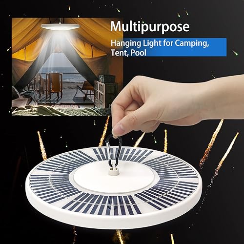 Miniatura 6 de Bathonly Luz de asta de bandera alimentada por energía solar, 136 LED luz solar para mástil de bandera del atardecer al amanecer, iluminación de 10