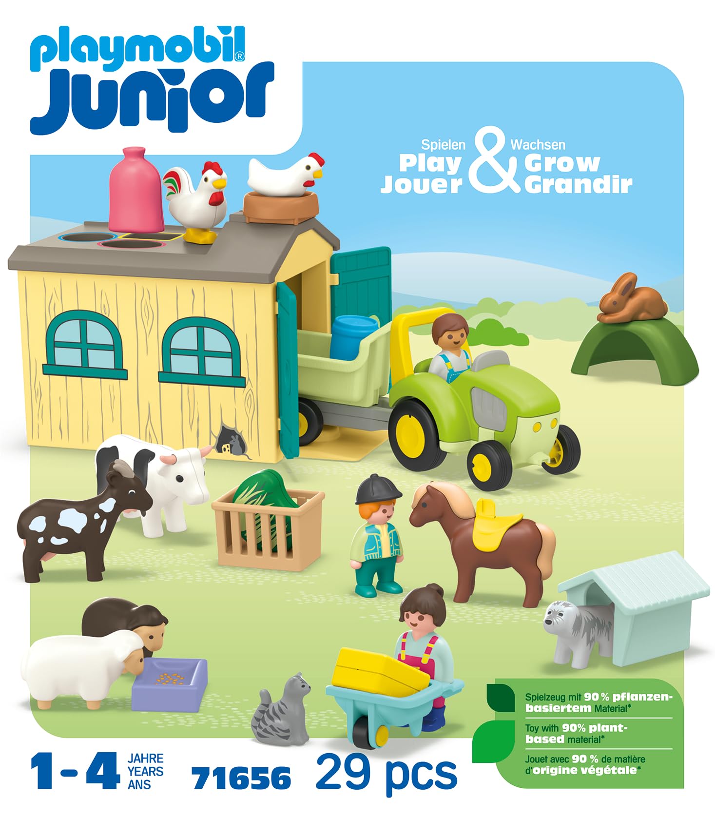 Playmobil 71656 Junior Ferme avec Tracteur et Animaux Jouet dès 12 Mois